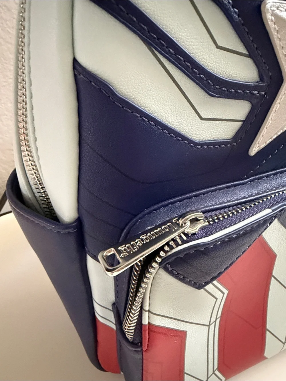 Loungefly Kids Red, White & Blue Falcon and Winter Soldier Shield Mini Backpack